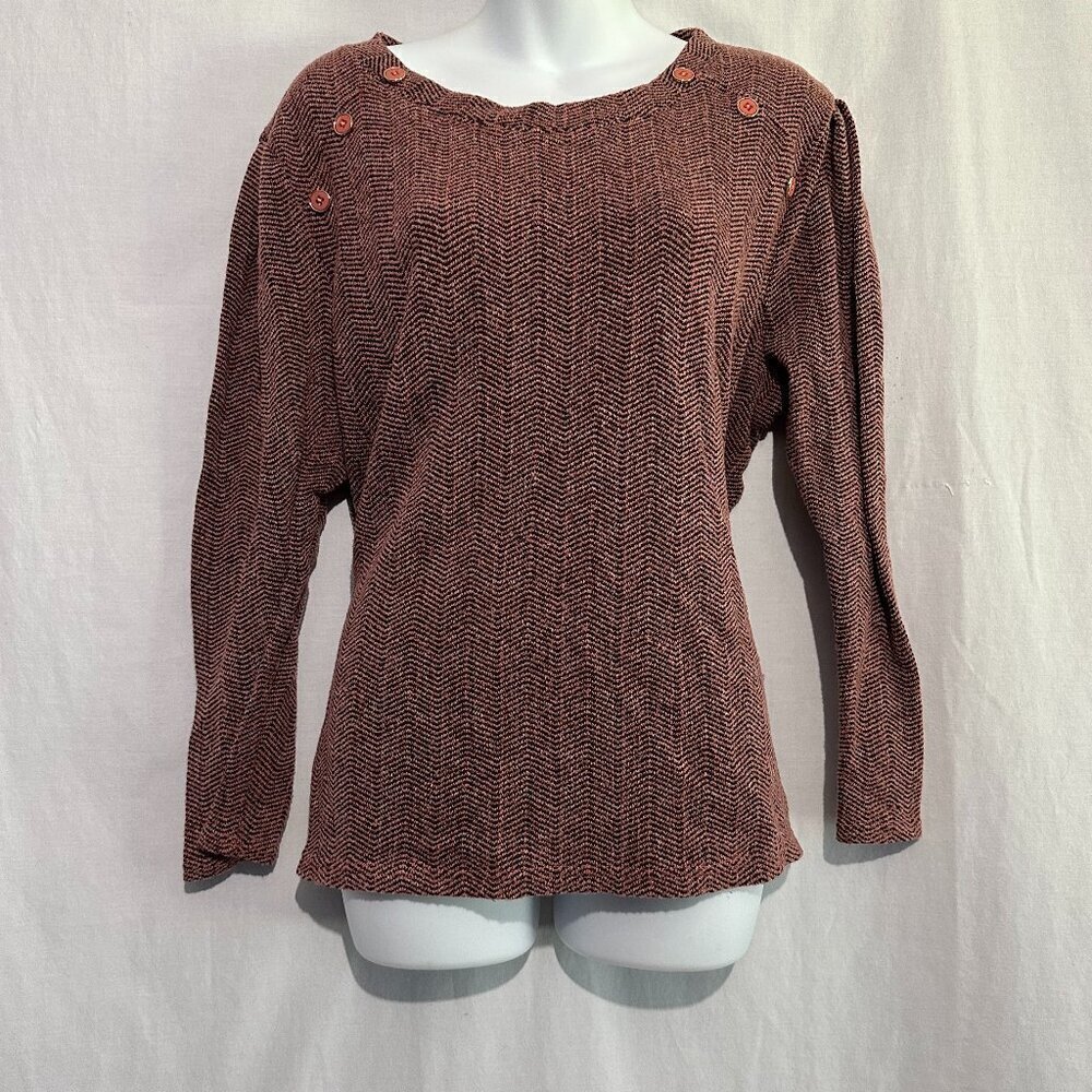 Liz Claiborne Textured Knit Top | Long Sleeve Button Shoulder | Women's XXL